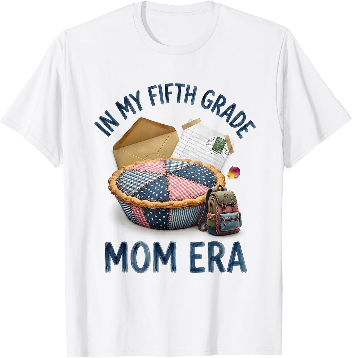 In My Fifth Grade Mom Era Retro Teacher Back to School T-Shirt - White