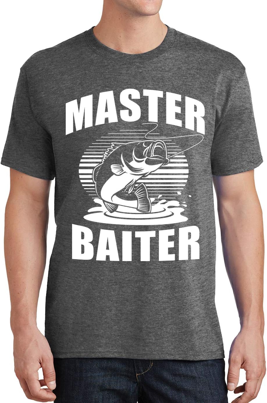 Master Baiter Funny Fishing Mens T-Shirt - Heather Charcoal