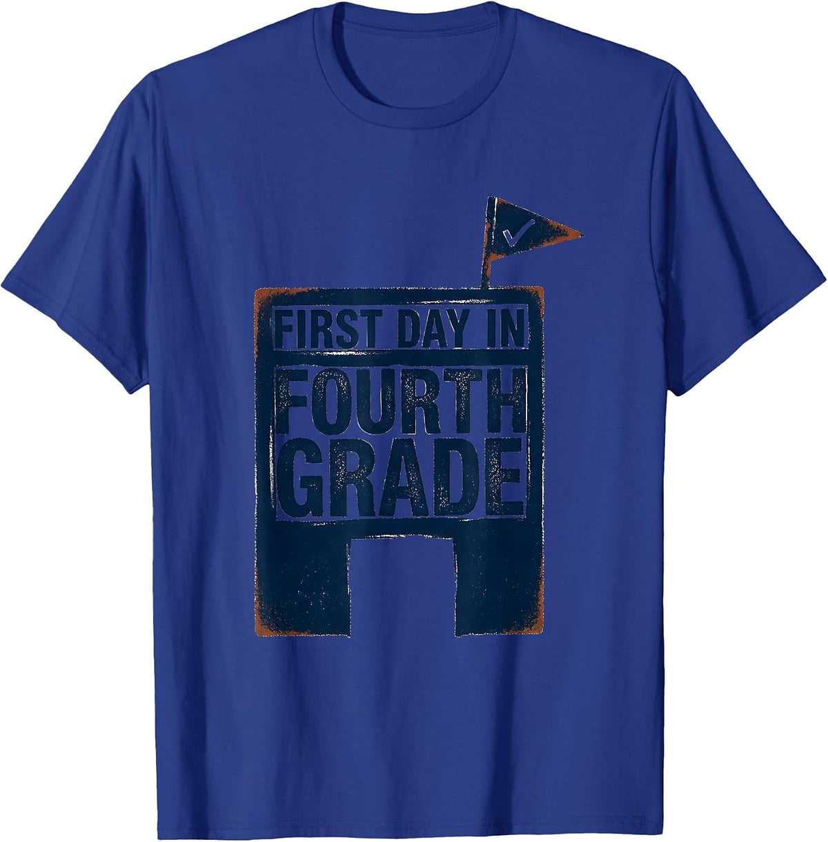 First Day In Fourth Grade Retro Groovy Teacher Student Back T-Shirt - Royal Blue