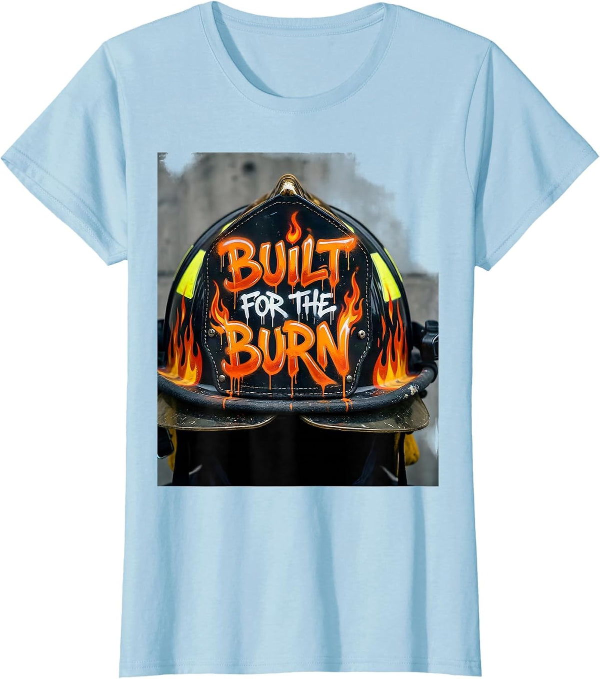 Women's Built for the Burn Firefighter Graphic Design T-Shirt - Baby Blue