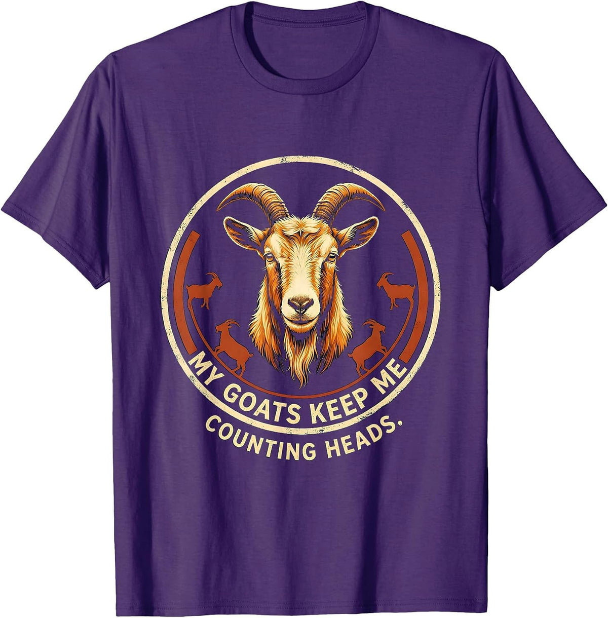 Men's My Goats Keep Me Counting Heads Funny Goat Owner Farmer Gift T-Shirt - Purple