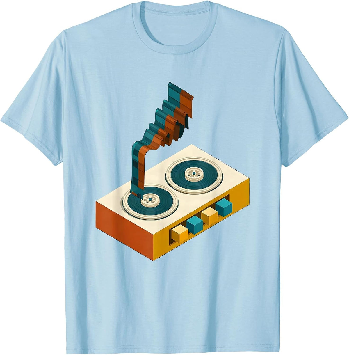 Men's Cassette Sampler Retro Hip Hop Nostalgia Streetwear T-Shirt - Baby Blue