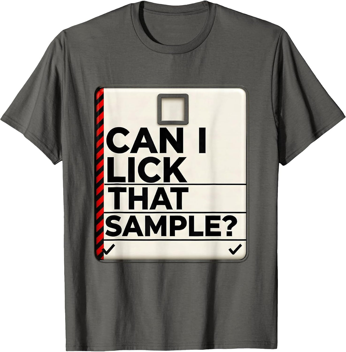 Men's Can I Lick That Sample Funny Periodic Table Science Teacher T-Shirt - Asphalt Grey