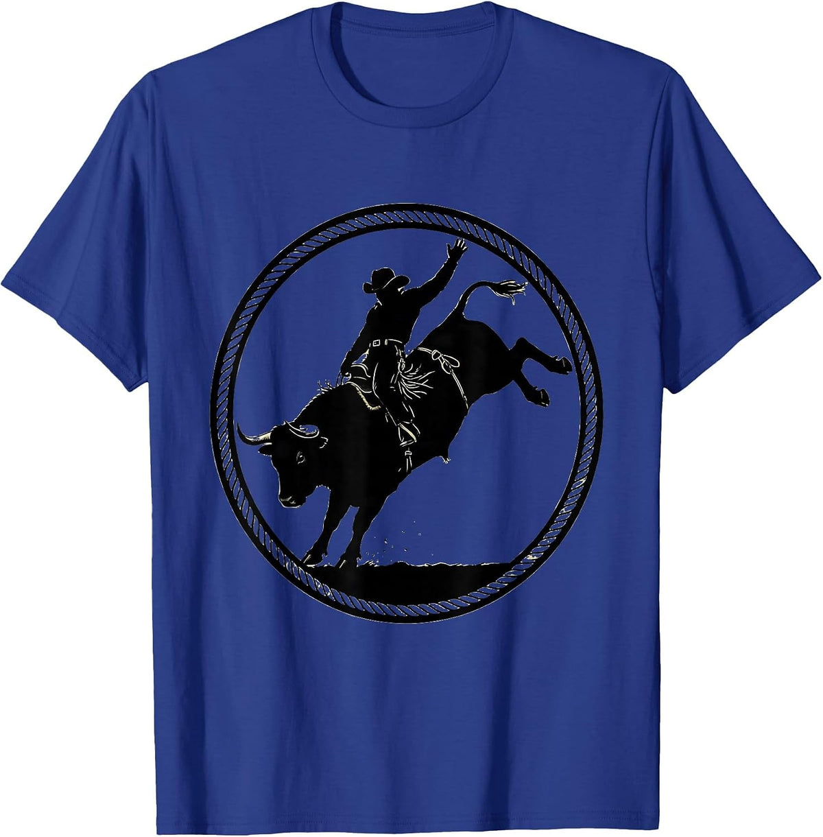 Men's 90s Country Rodeo Bull Riding Graphic T-Shirt - Royal Blue