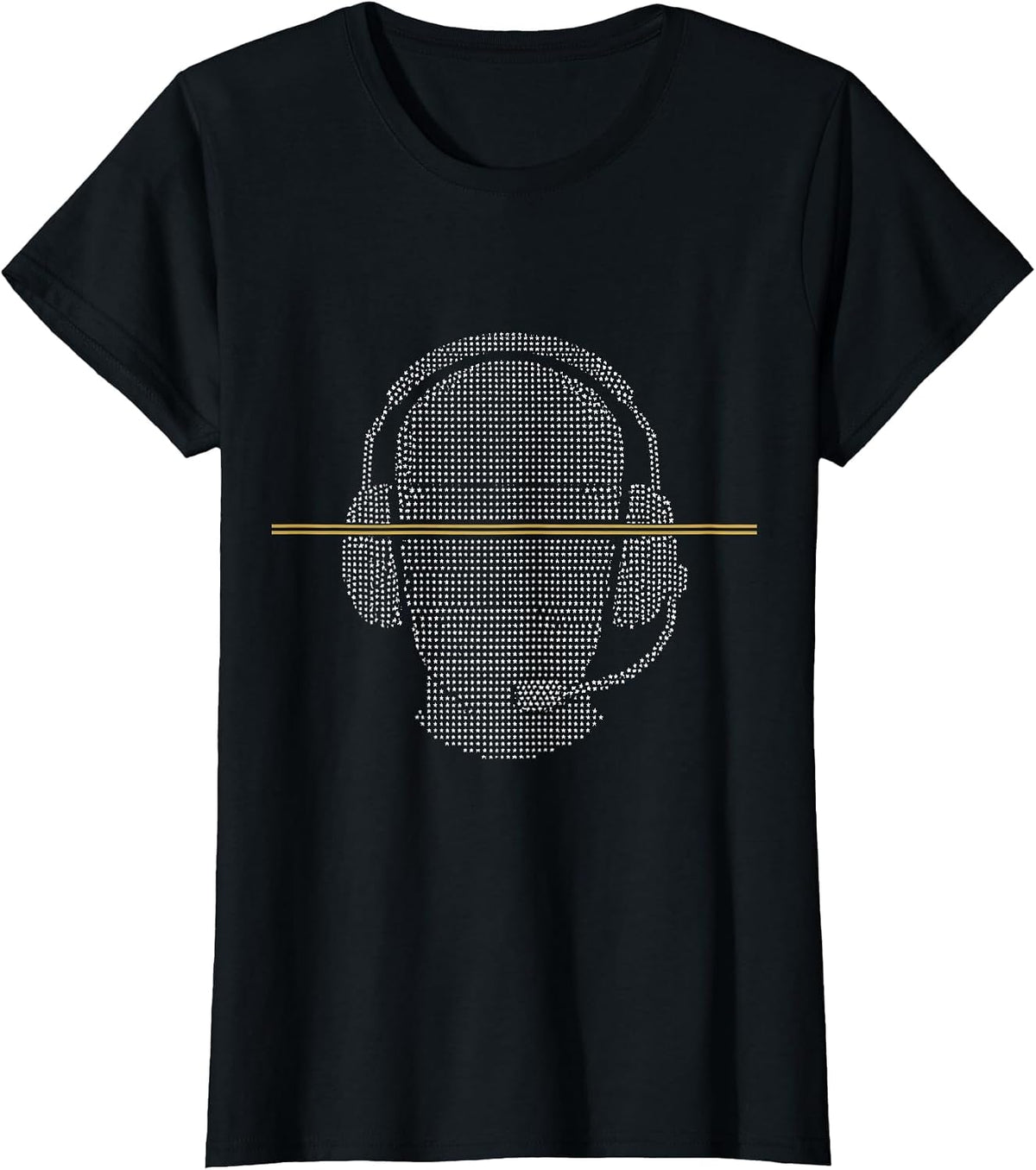 Dispatch Headset Stars Thin Gold Line 911 Dispatcher T-Shirt - Black