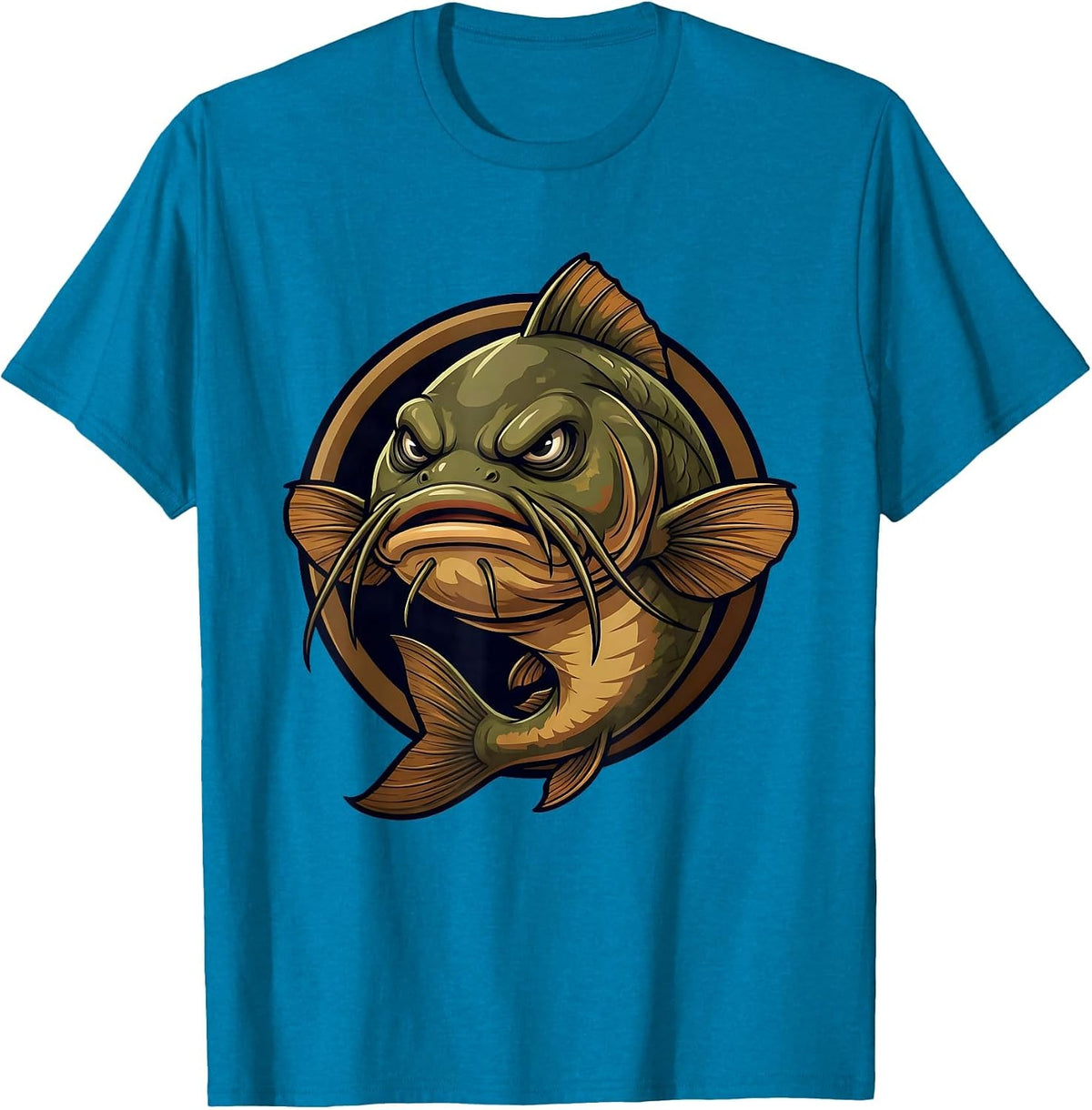 Catfish Lurking in Murky River Depths Graphic T-Shirt - Sapphire Blue