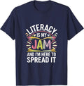Literacy is My Jam and I'm Here to Spread It |- T-Shirt - Navy Blue