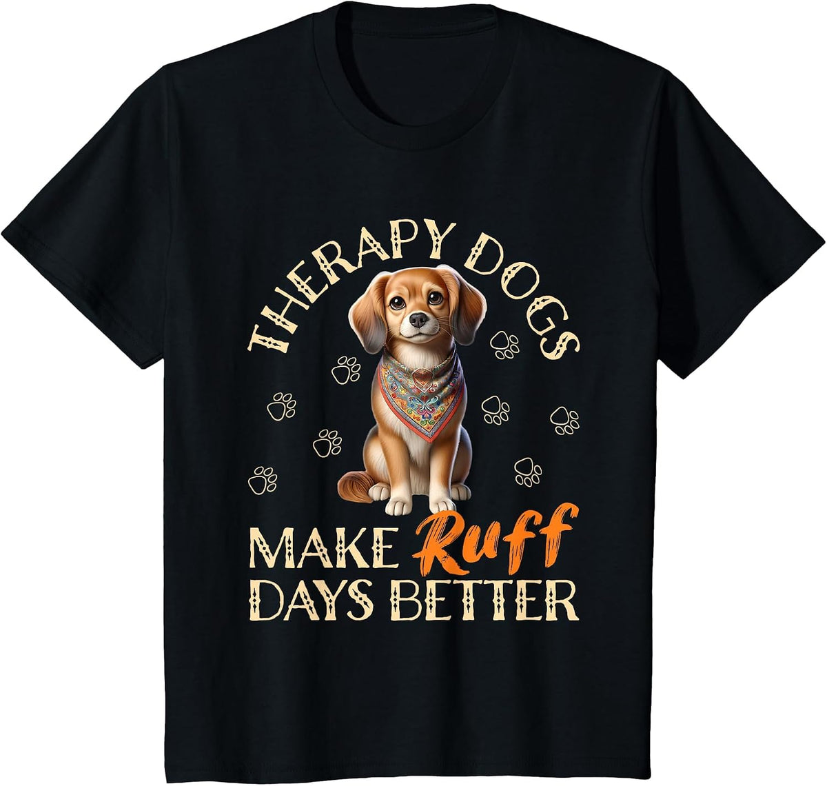 Therapy Dog Team Men Women Kids T-Shirt - Black