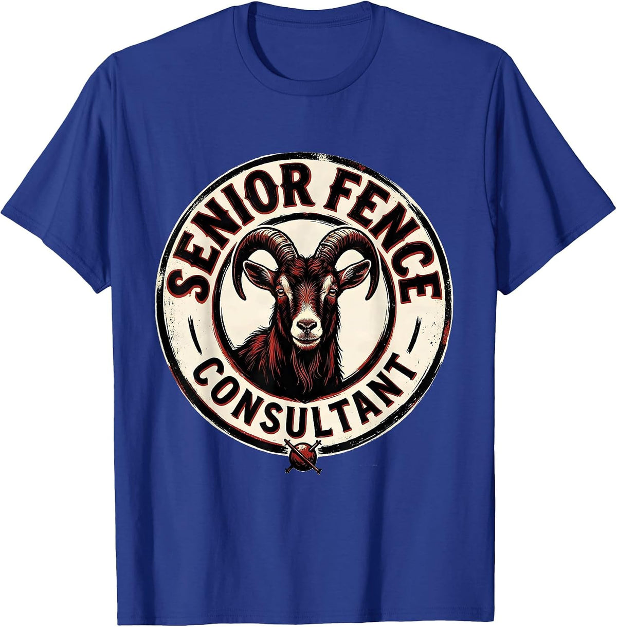 Senior Fence Consultant Funny Goat Lover Farm Animal Humor T-Shirt - Royal Blue
