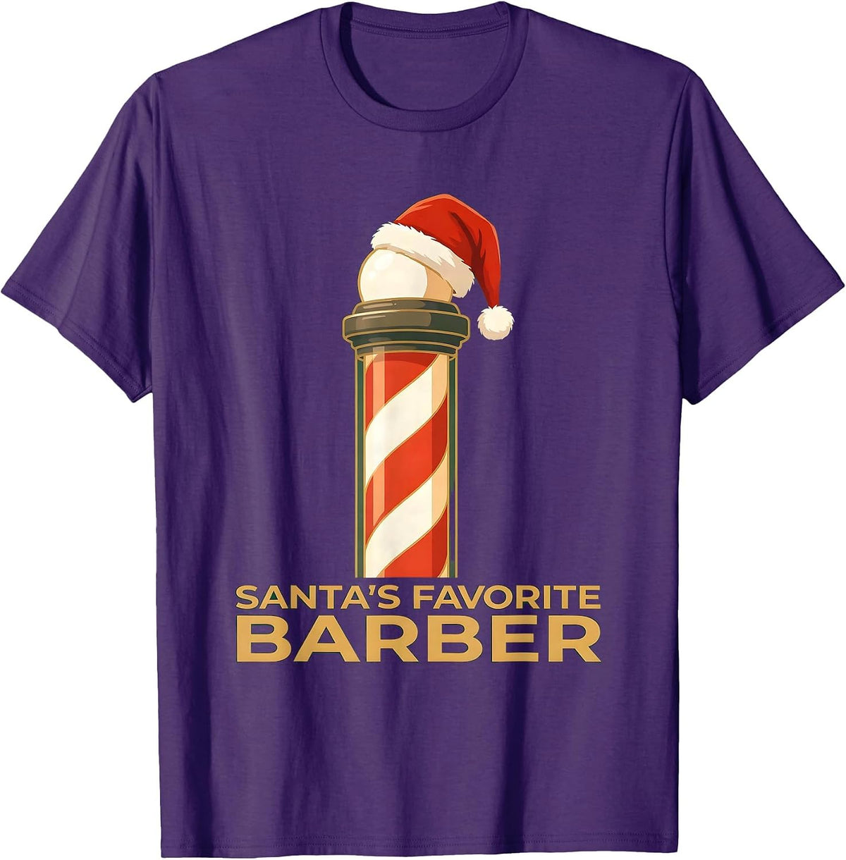 Santa's Favorite Barber Funny Christmas Barber Gift T-Shirt - Purple