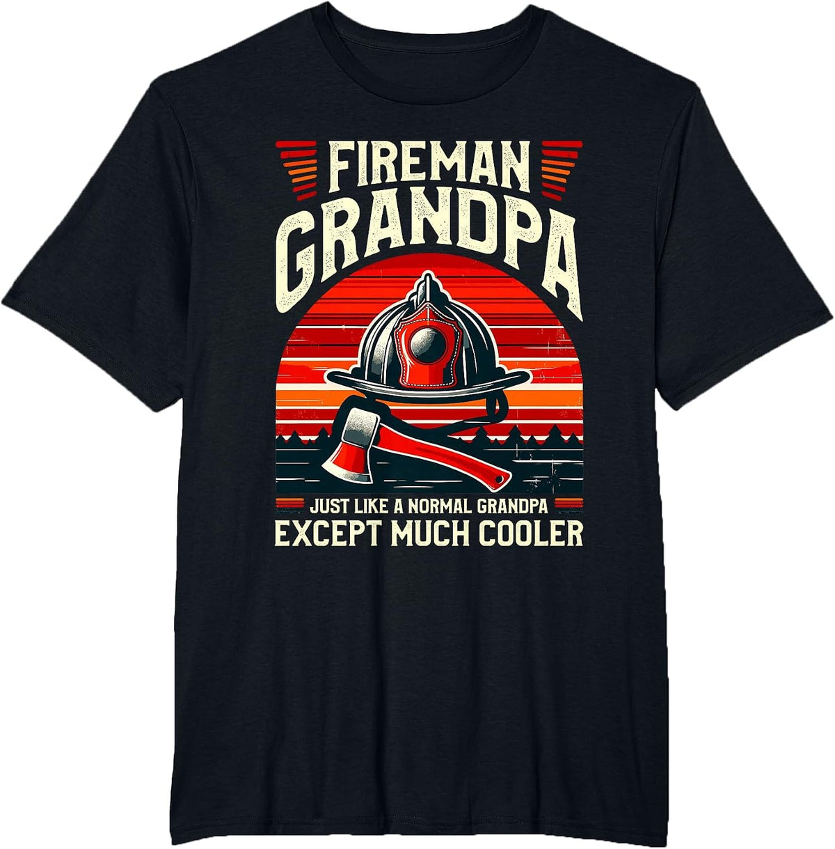Fireman Grandpa Fireman Grandfather T-Shirt - Black