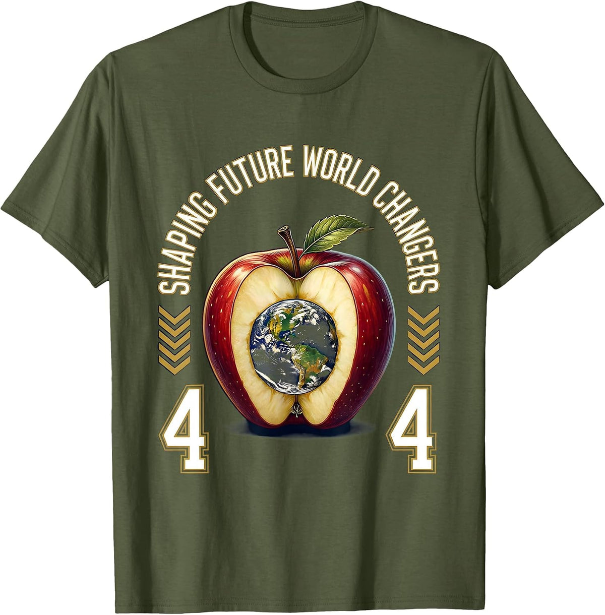 4th Grade Teacher Shaping Future World Changers T-Shirt - Olive Green