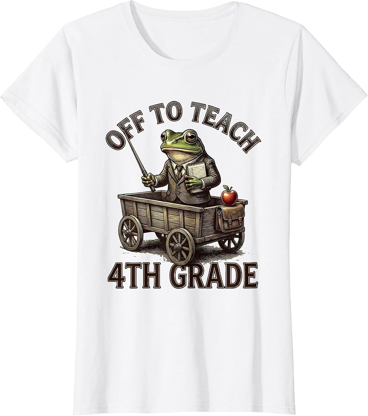 Off To Teach 4th Grade Funny Teacher Frog Back To School T-Shirt - White