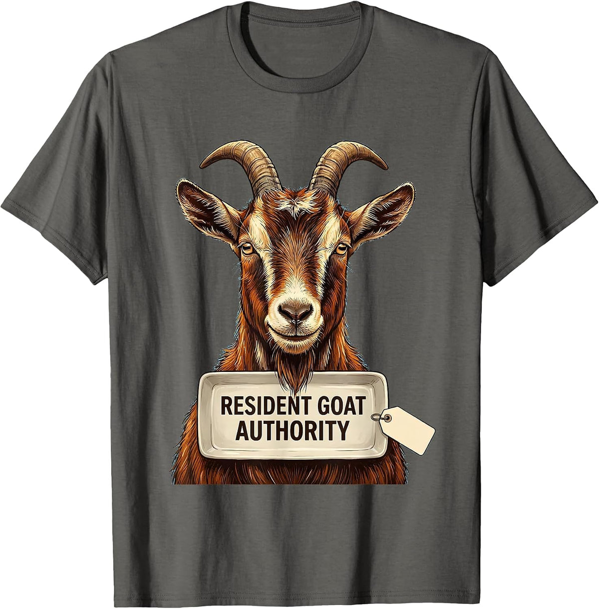 Men's Resident Goat Authority Funny Goat Lover Farm Humor T-Shirt - Asphalt Grey