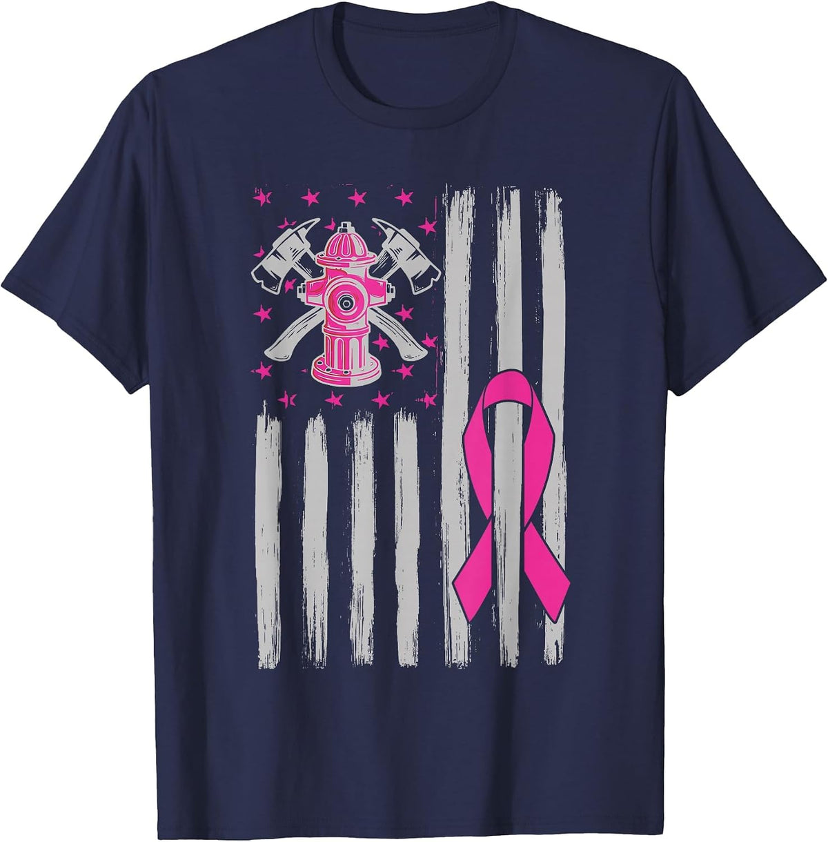 Firefighter Cancer Awareness Month T-Shirt - Navy Blue