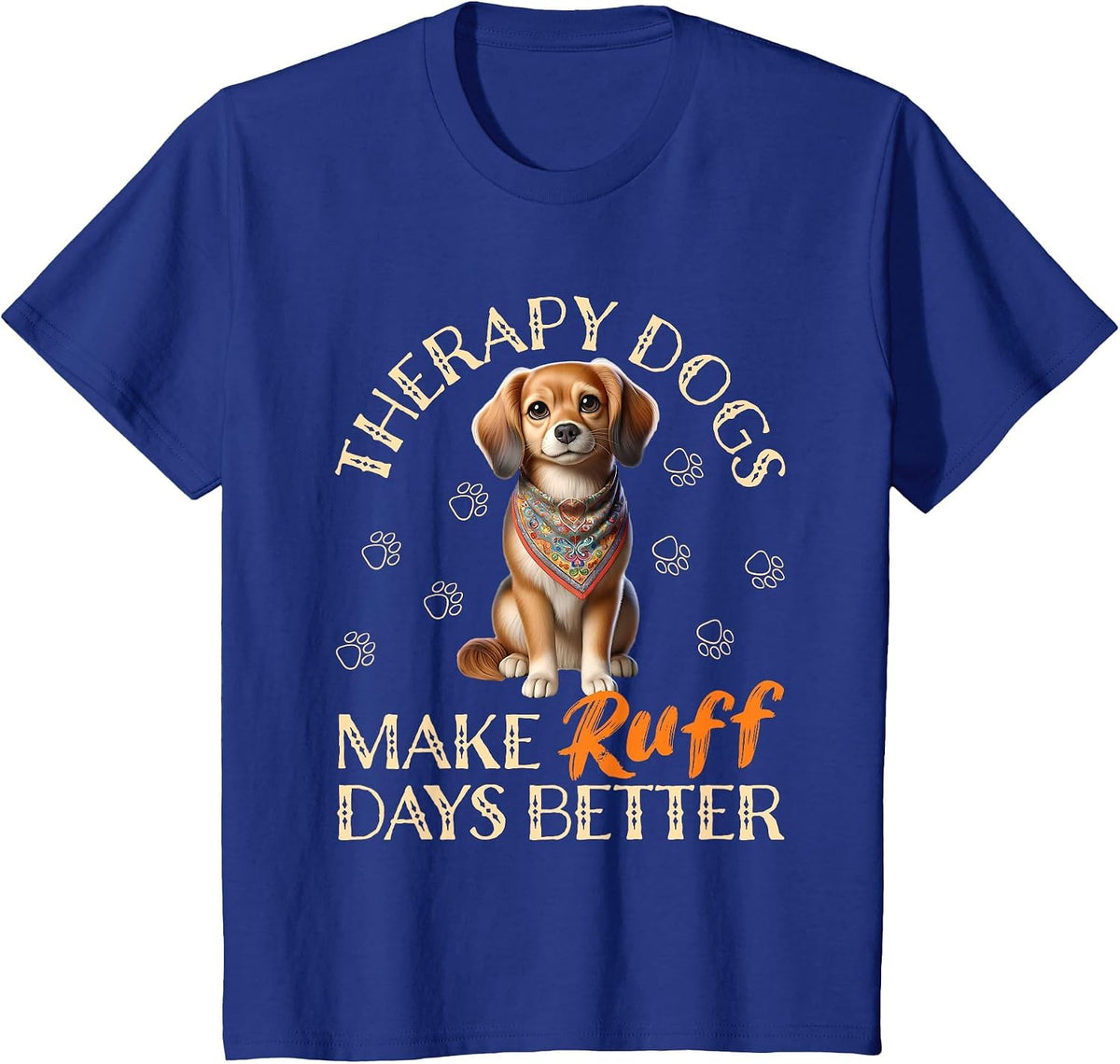 Therapy Dog Team Men Women Kids T-Shirt - Royal Blue