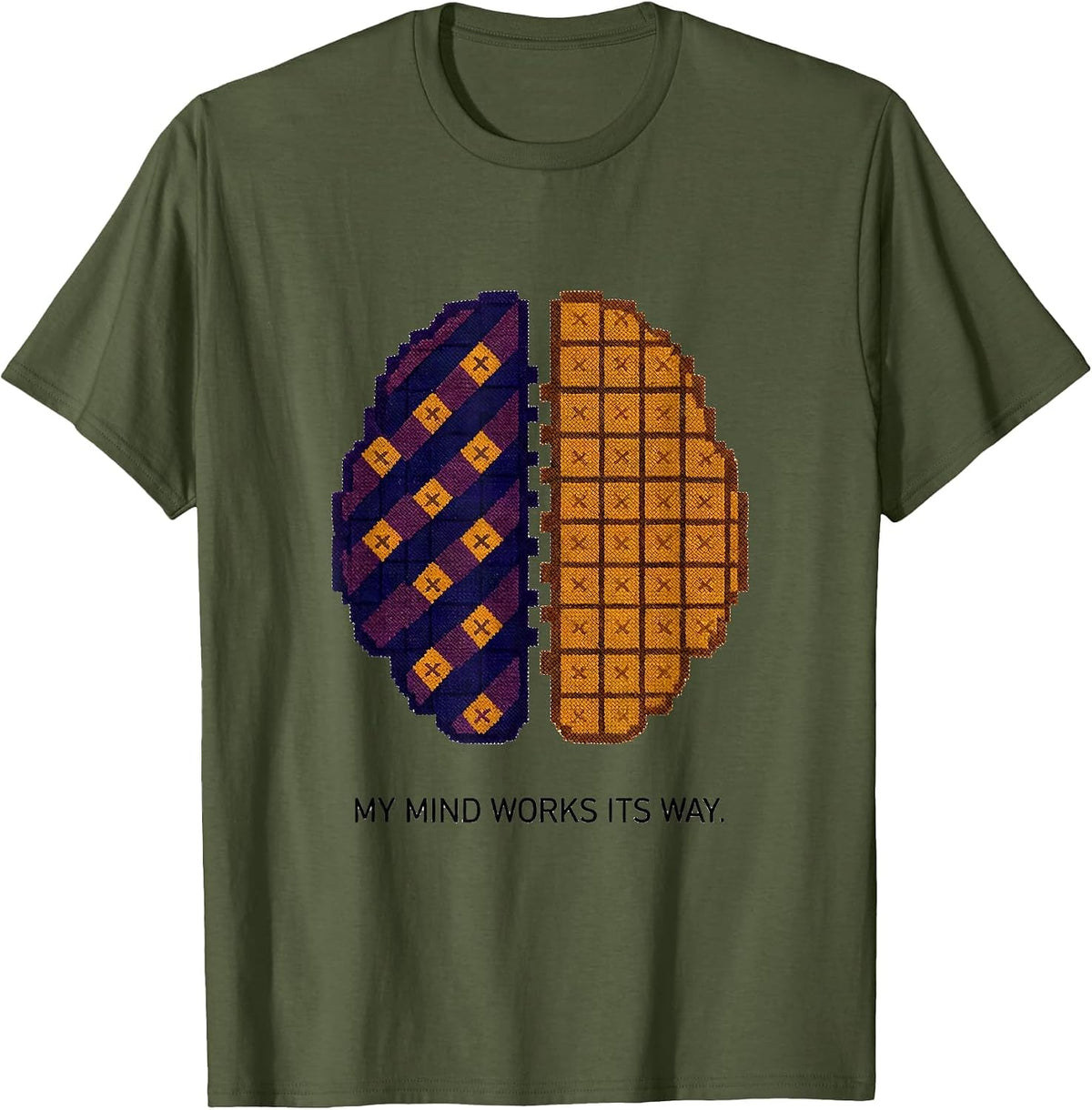 My Mind Works Its Way Dyslexia Awareness Design T-Shirt - Olive Green