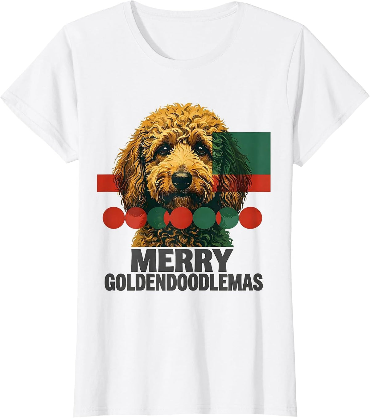 Merry Goldendoodlemas Funny Christmas Dog Breed Lover Gift T-Shirt - White