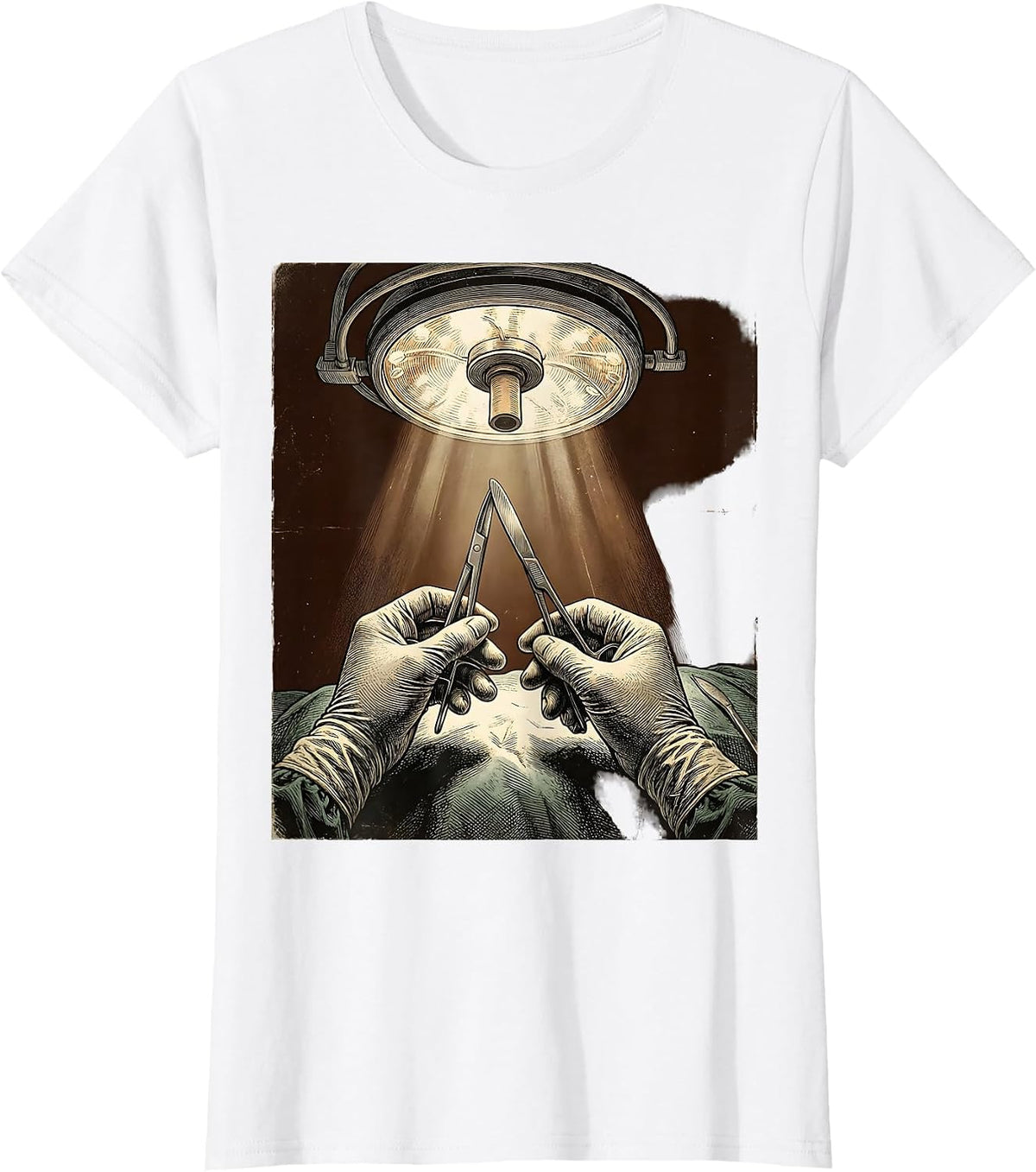 Trauma Surgeon Mid-Operation Graphic Design T-Shirt - White