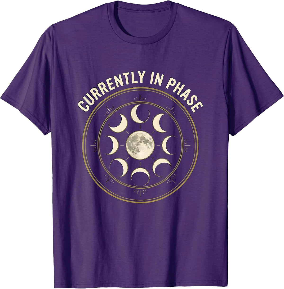 Men's Currently In Phase Vintage Celestial Moon Phase Astronomy T-Shirt - Purple