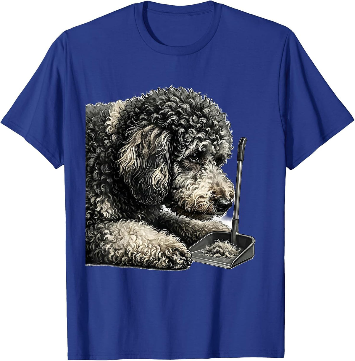 Men's Sheepadoodle Coat Dustpan Humor Dog Owner Gift T-Shirt - Royal Blue