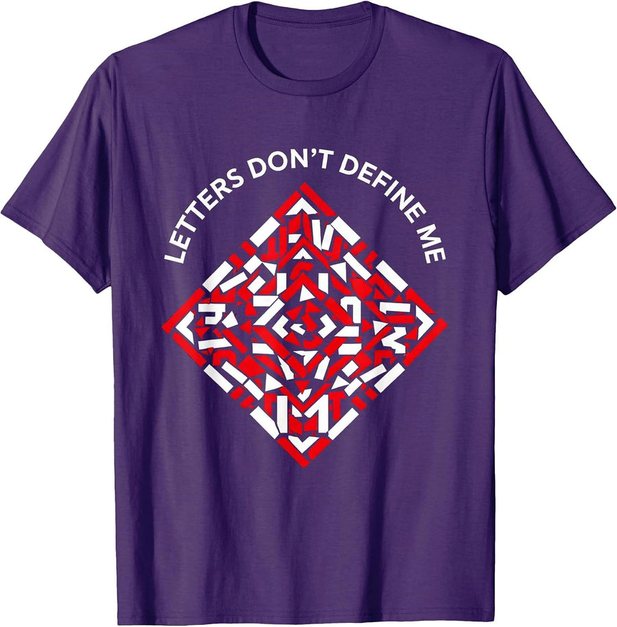 Men's Letters Don't Define Me Dyslexia Awareness Design T-Shirt - Purple