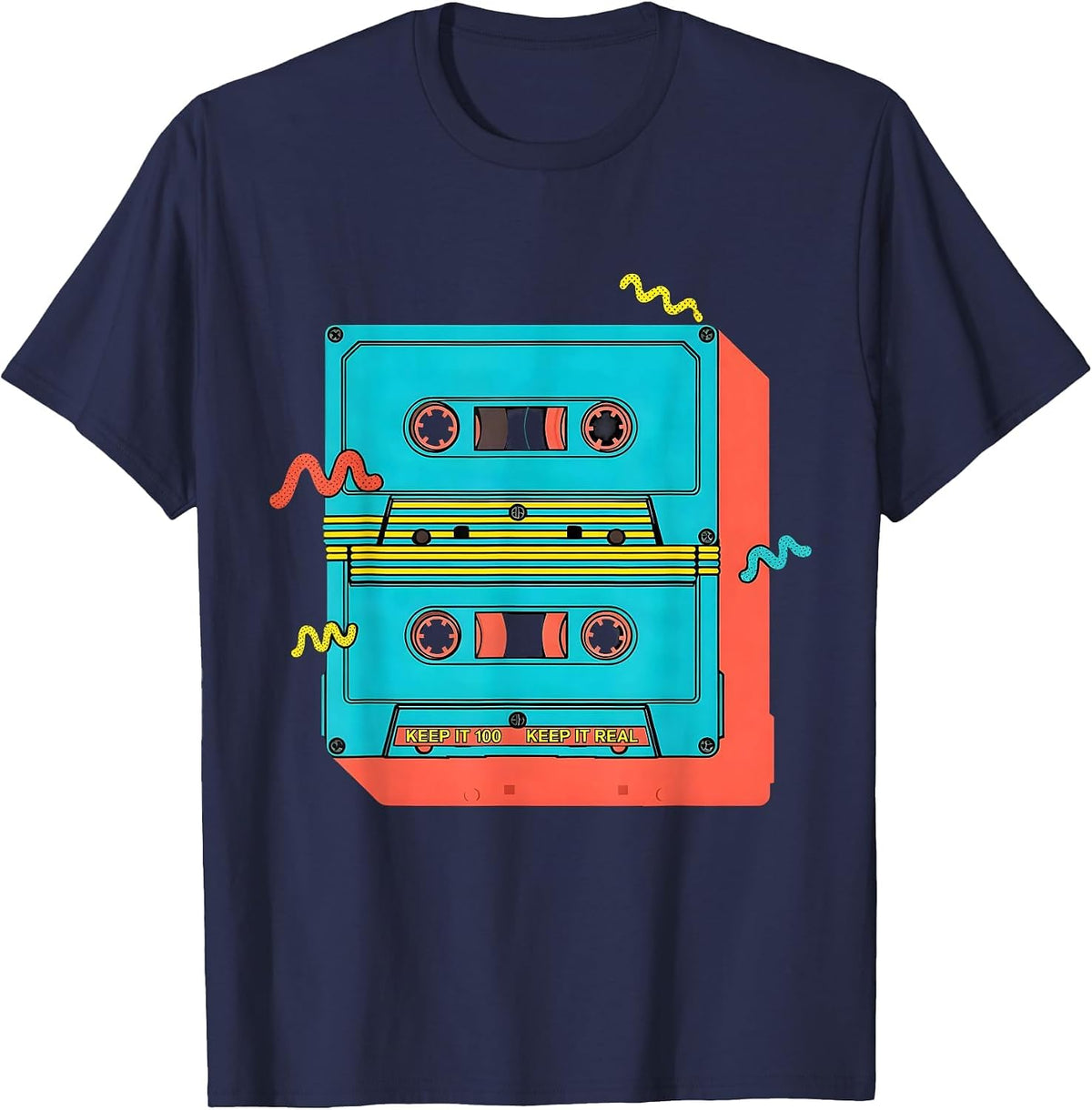 Men's Keep It 100 Keep It Real Memphis Postmodern Hip Hop T-Shirt - Navy Blue