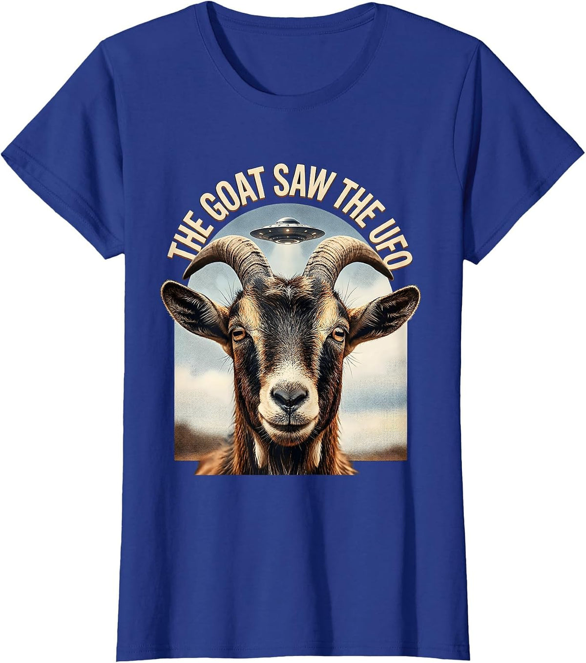 Women's The Goat Saw The UFO Funny Goat Lover Alien Humor Novelty T-Shirt - Royal Blue