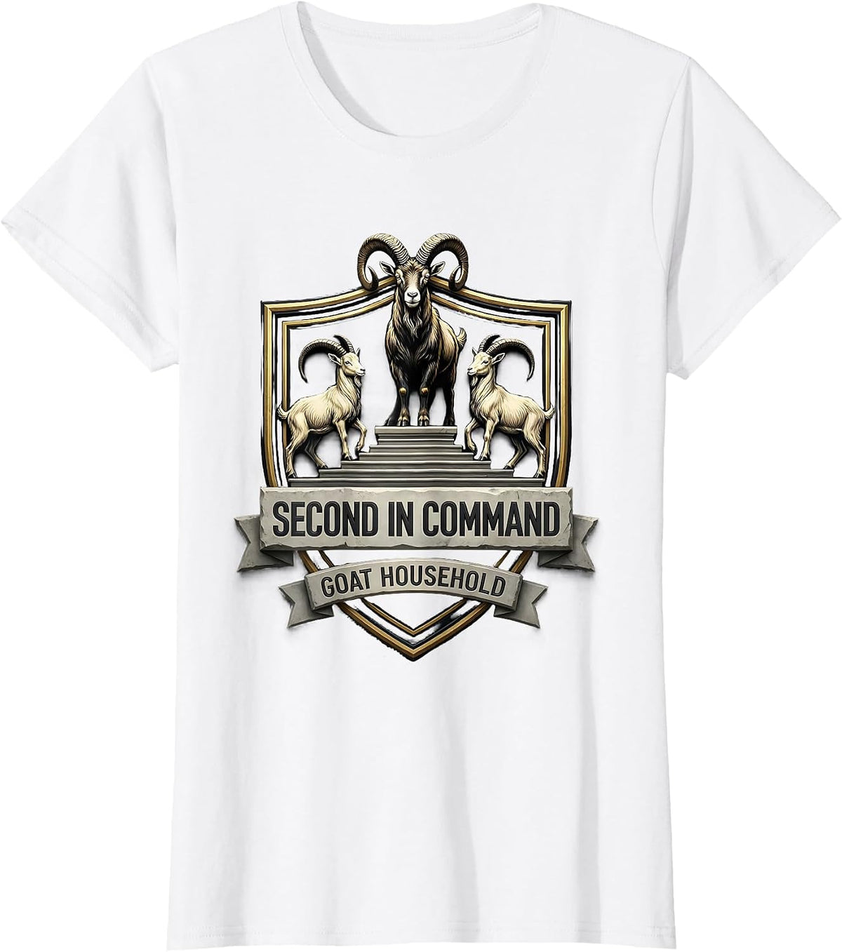 Second In Command Goat Household Funny Goat Lover Farmer T-Shirt - White