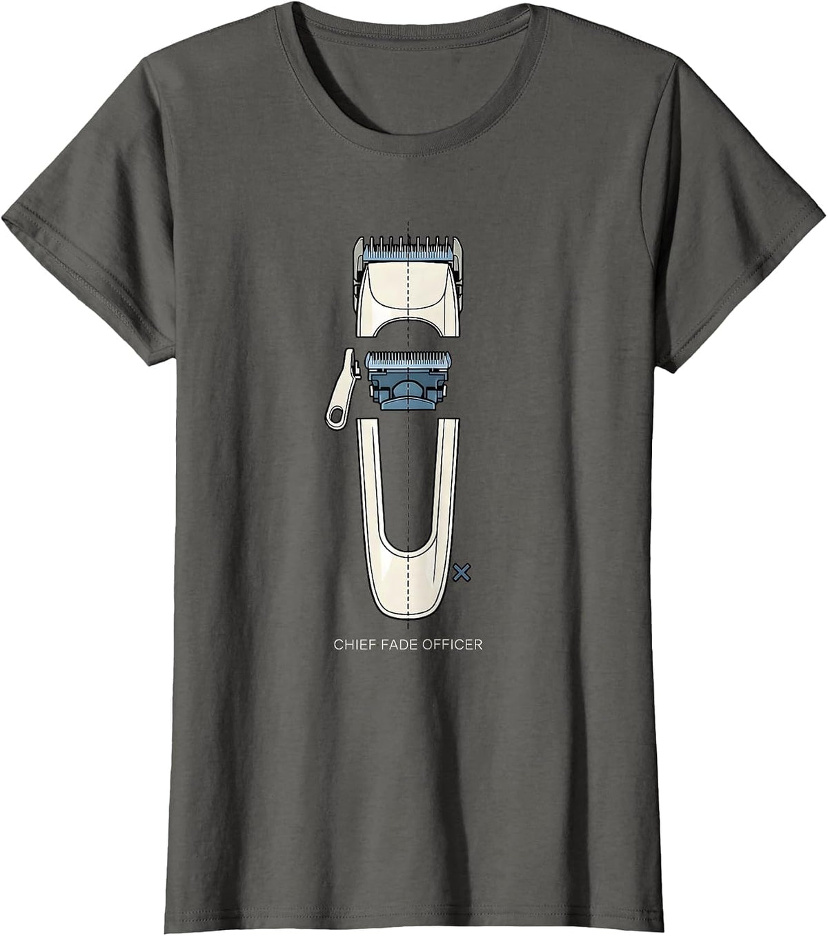 Women's Chief Fade Officer Funny Hairdresser Barber Gift T-Shirt - Asphalt Grey