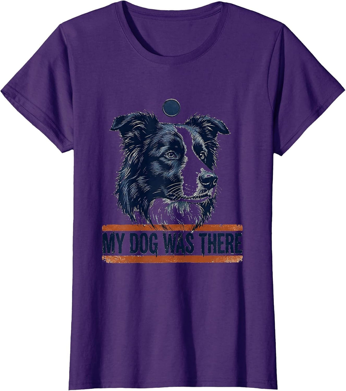 Women's My Dog Was There Funny Border Collie Alien UFO Novelty T-Shirt - Purple