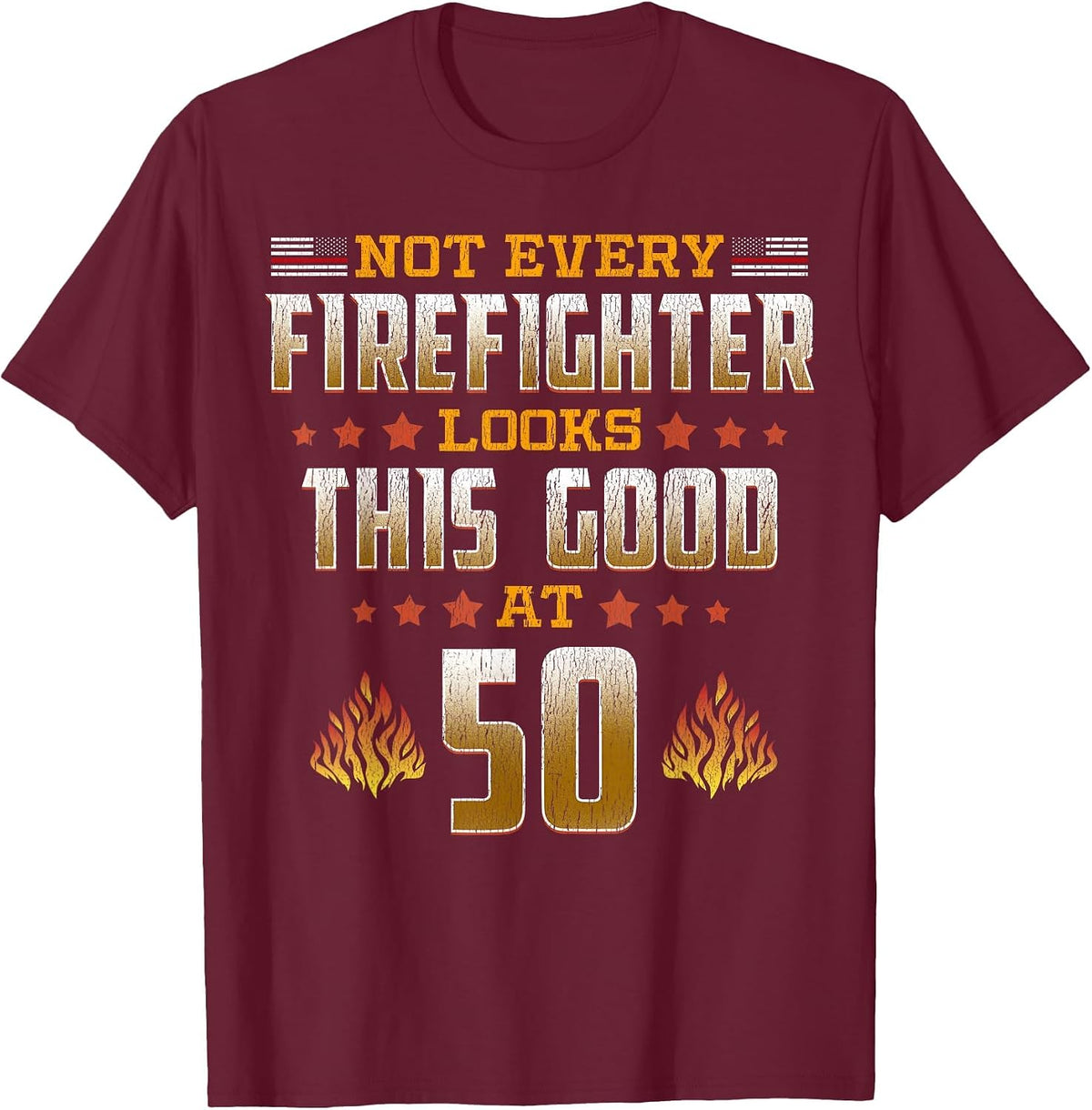 Fireman 50th Birthday T-Shirt - Burgundy