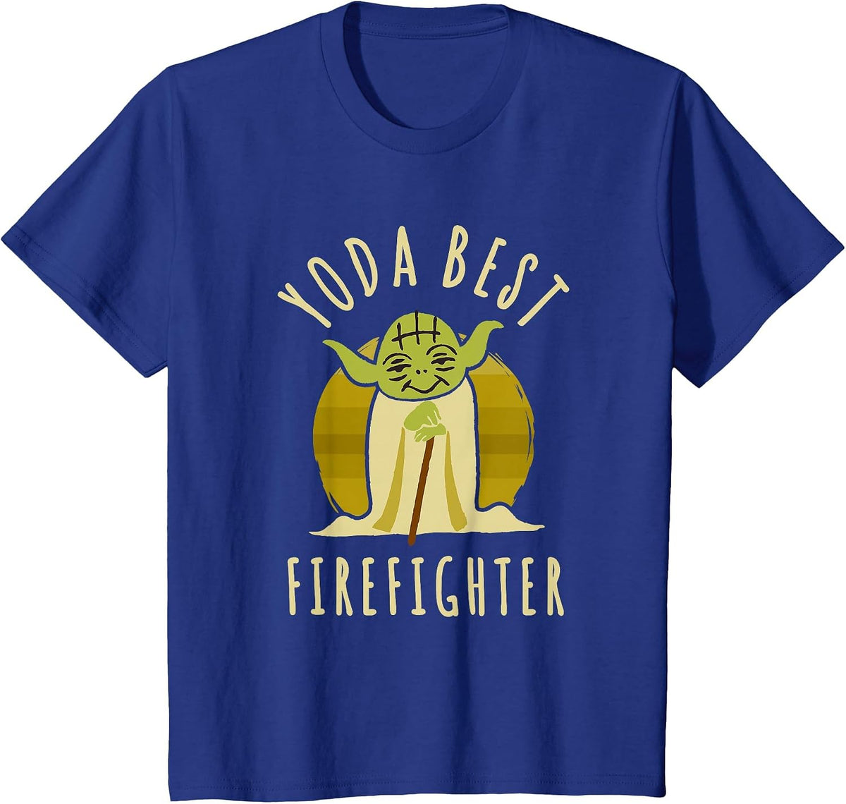 Star Wars Classic Yoda Best Firefighter Vintage Chibi Yoda T-Shirt - Royal Blue