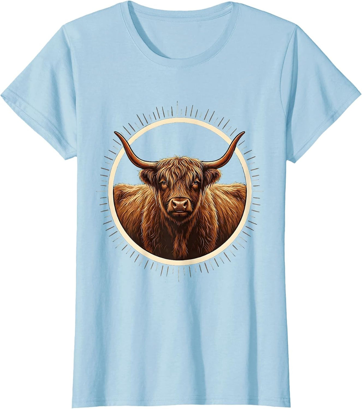 Women's Highland Cow Cute Scottish Humor Sign Painter Showcard T-Shirt - Baby Blue