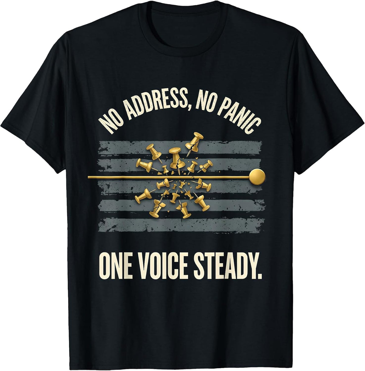 Men's No Address No Panic One Voice Steady 911 Dispatcher Thin T-Shirt - Black