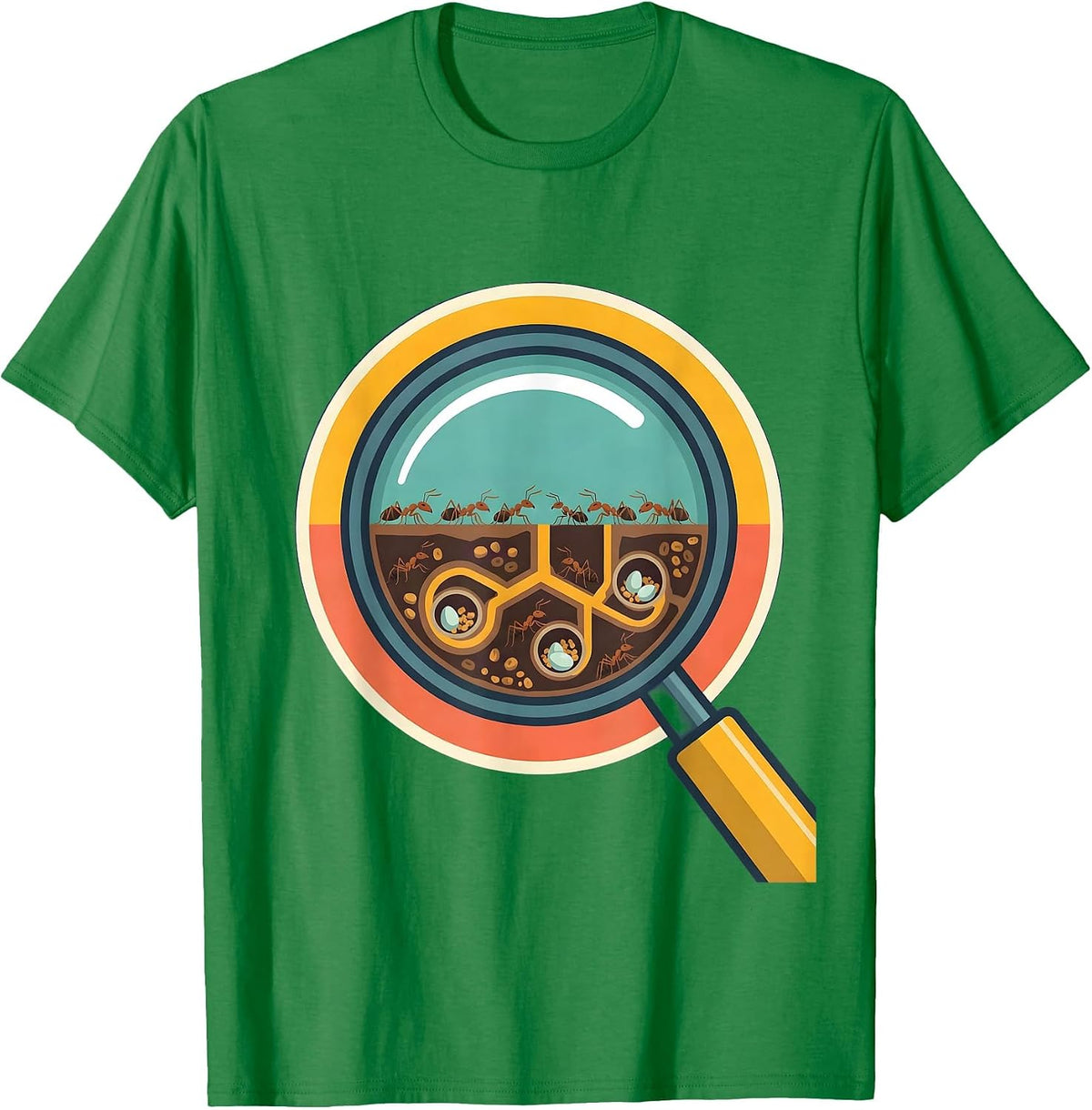 Men's 4th Grade Teacher Ant Colony Magnifying Glass T-Shirt - Kelly Green