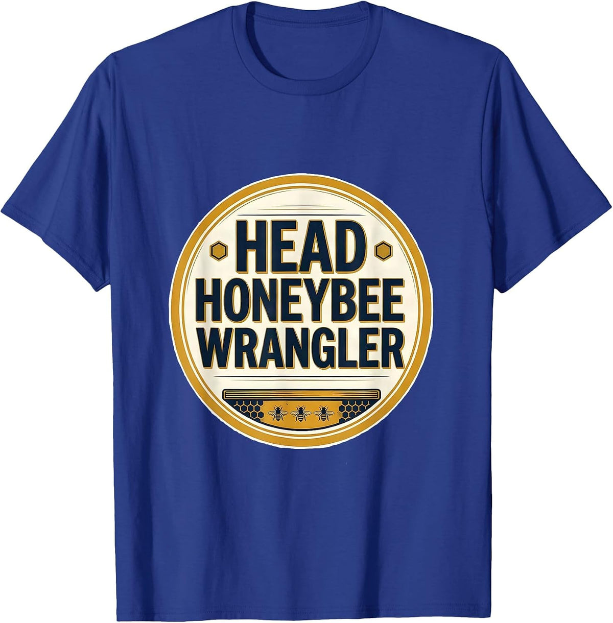 Men's Head Honeybee Wrangler Cute Teacher Bee Lover Back To School T-Shirt - Royal Blue