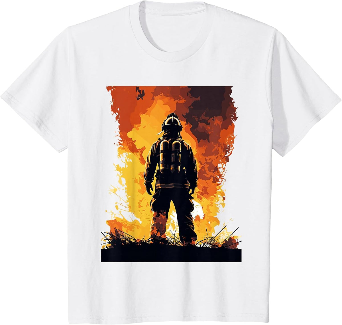 Firefighter Wall of Fire - Firefighter & Fireman T-Shirt - White