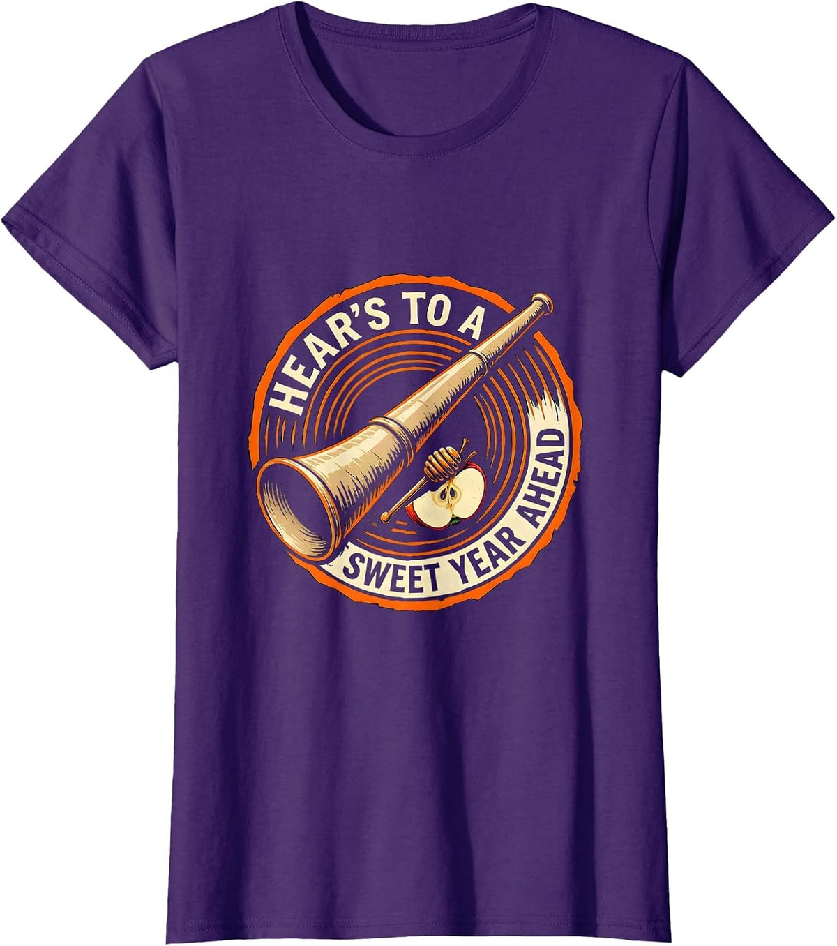 Women's Hear's To A Sweet Year Ahead Funny Rosh Hashanah Jewish New T-Shirt - Purple