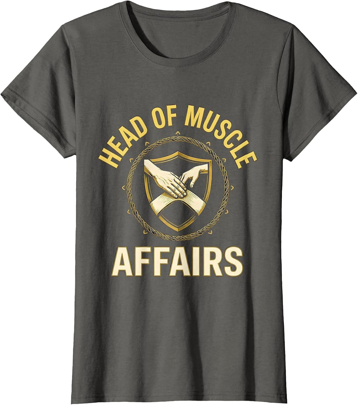 Women's Head of Muscle Affairs Funny Massage Therapist Occupational T-Shirt - Asphalt Grey