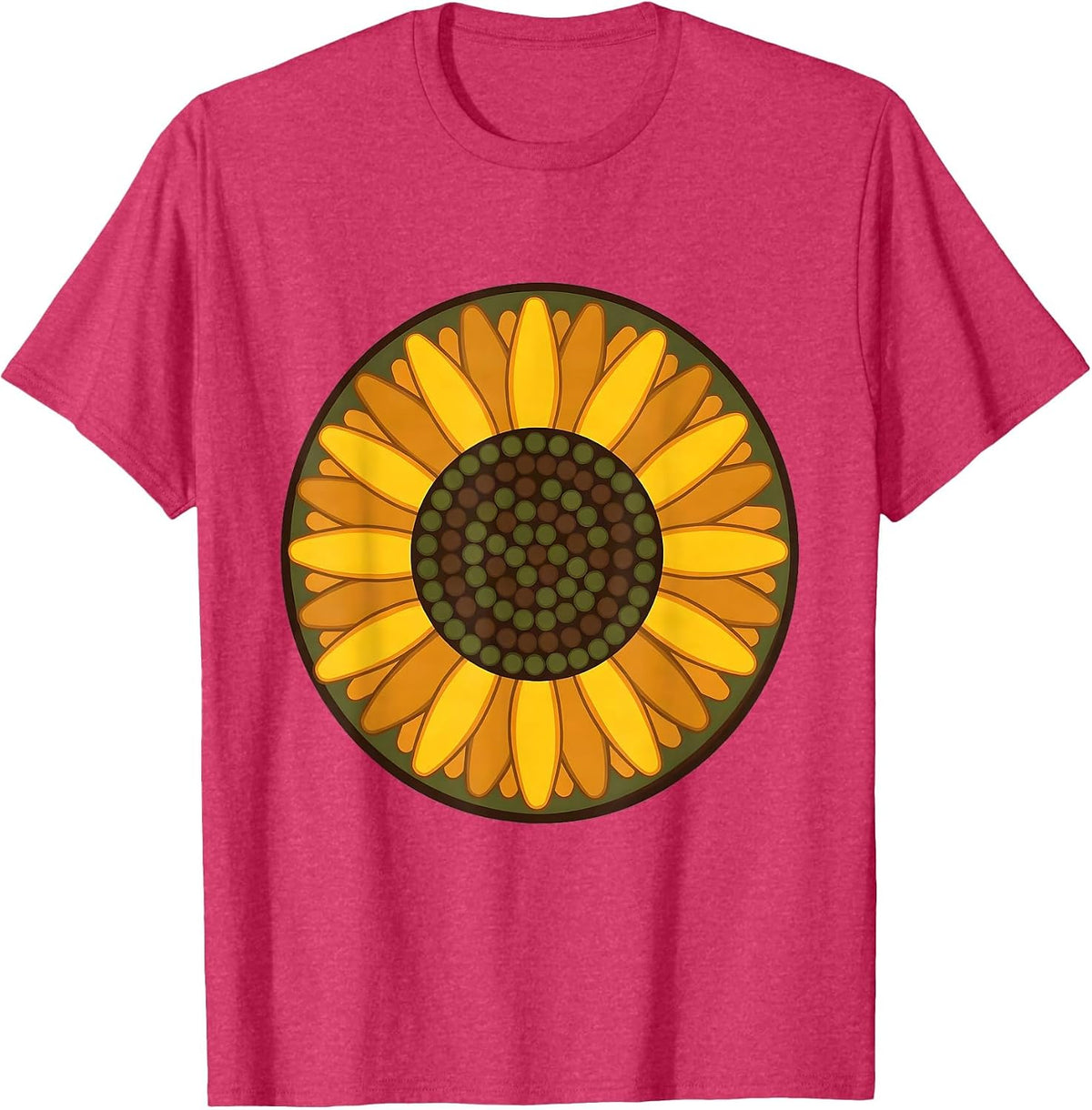 Men's 4th Grade Teacher Sunflower Crayon Art T-Shirt - Red Heather