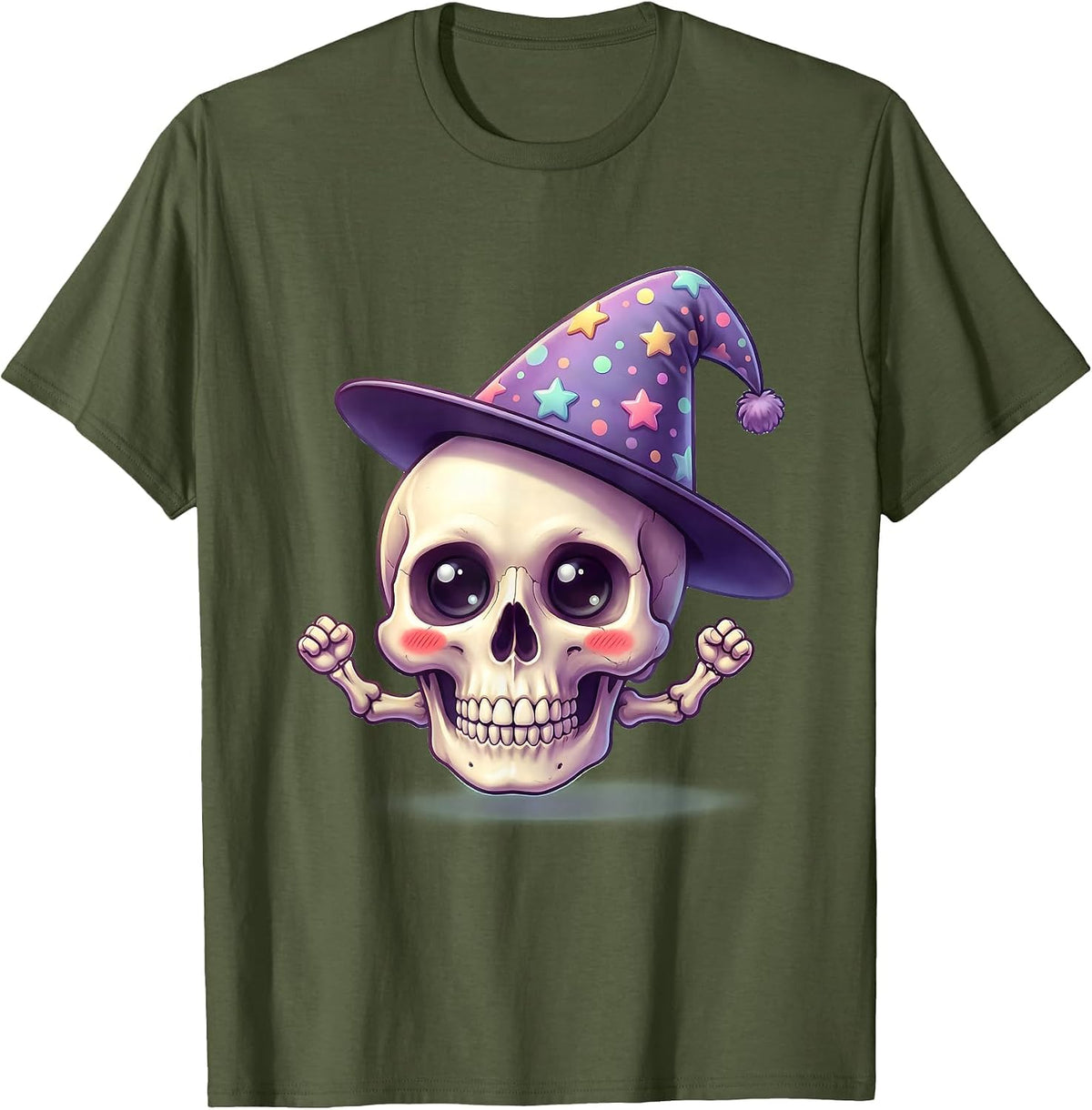 Men's Proud Dunce Skull Funny Gothic Humor Graphic T-Shirt - Olive Green