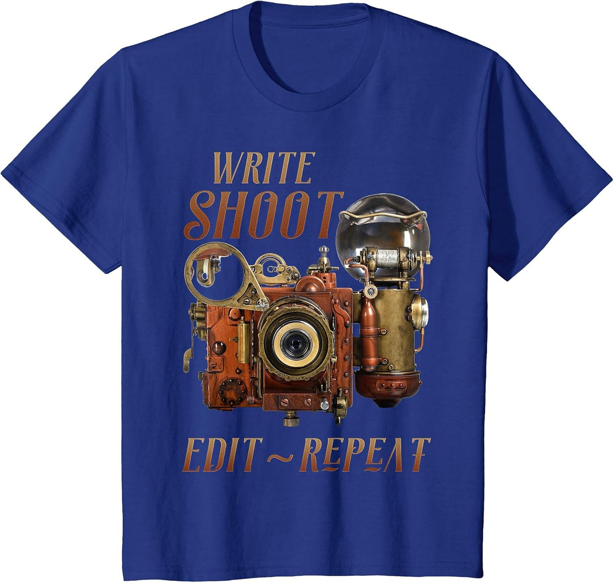 Write Shoot Edit Repeat Steampunk Flash Filmmaker T-Shirt - Royal Blue