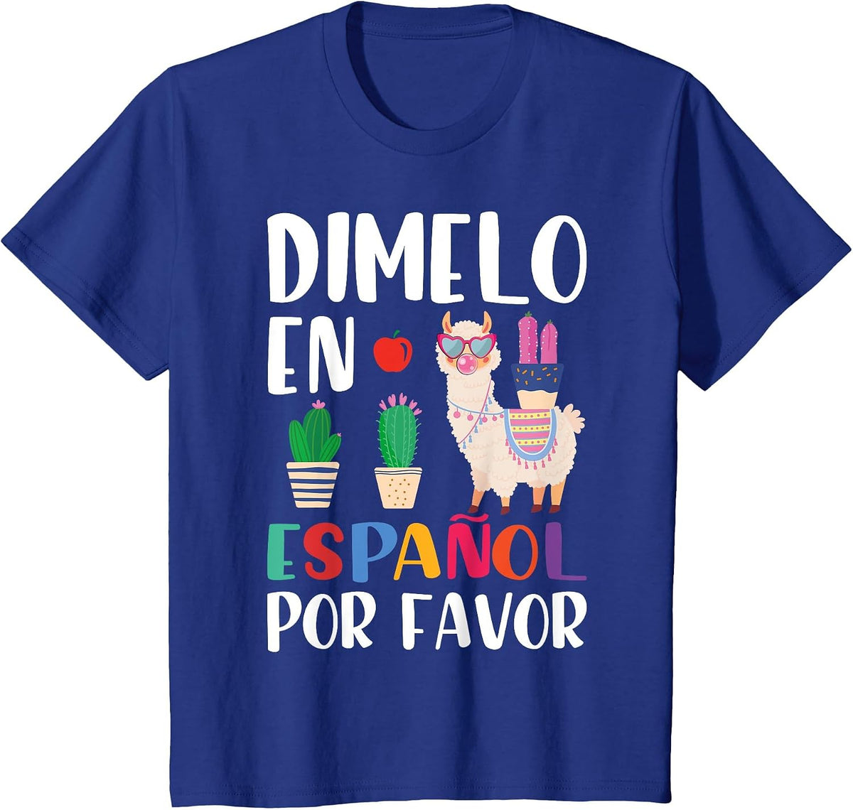 Dimelo En Espanol Bilingual Llama Spanish Teacher Maestra T-Shirt - Royal Blue