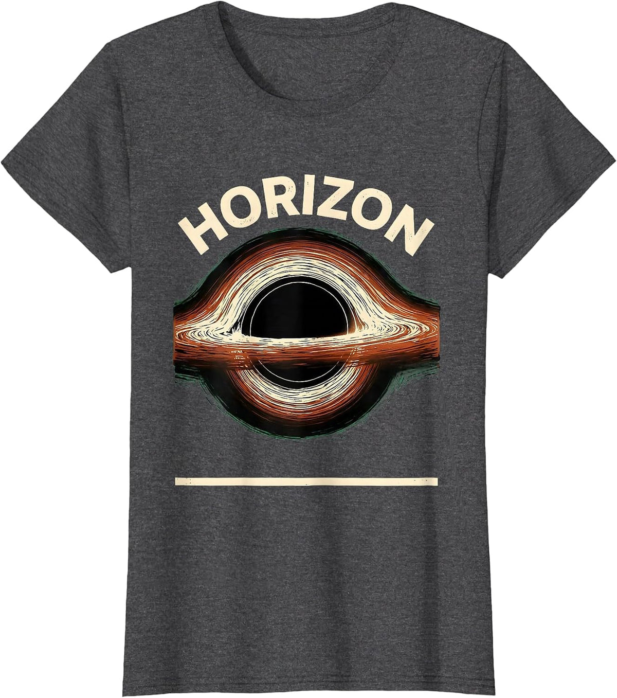 Women's Horizon Linocut Black Hole Astrophysics Science Student T-Shirt - Dark Heather Grey