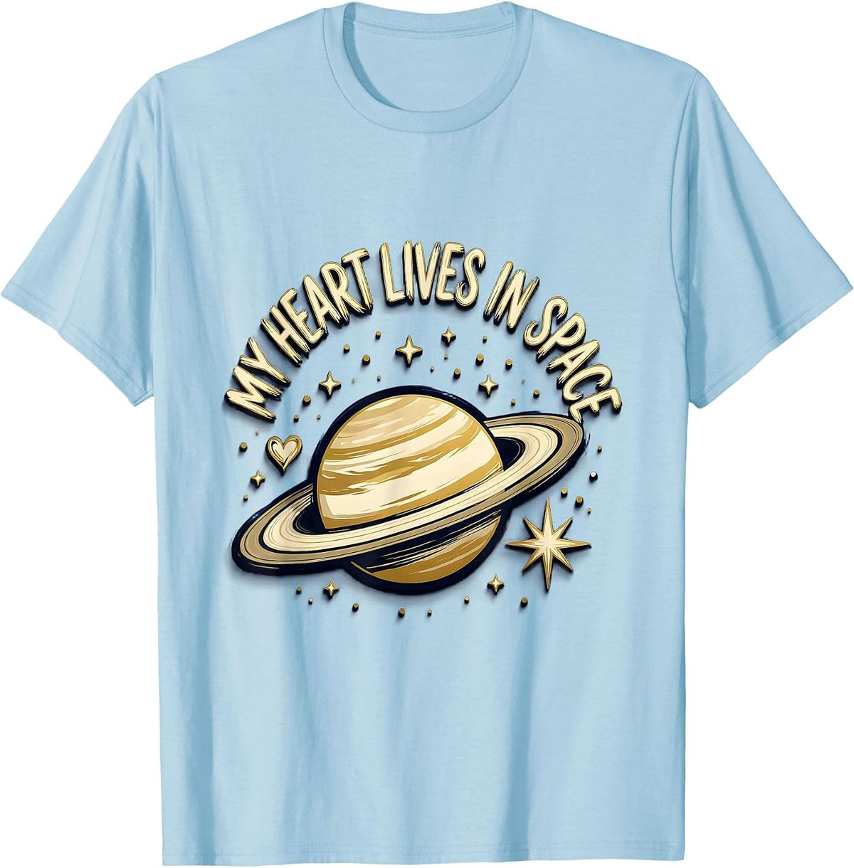 Men's My Heart Lives In Space Galaxy Design T-Shirt - Baby Blue