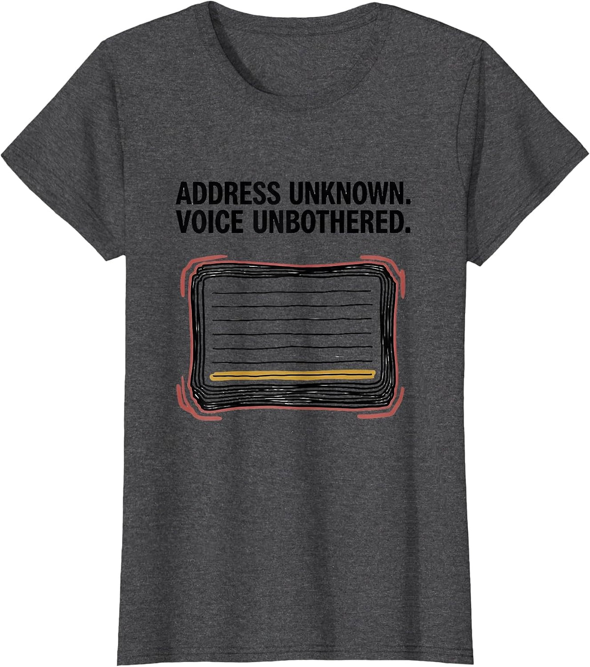 Women's Address Unknown Voice Unbothered Thin Line 911 Dispatcher T-Shirt - Dark Heather Grey