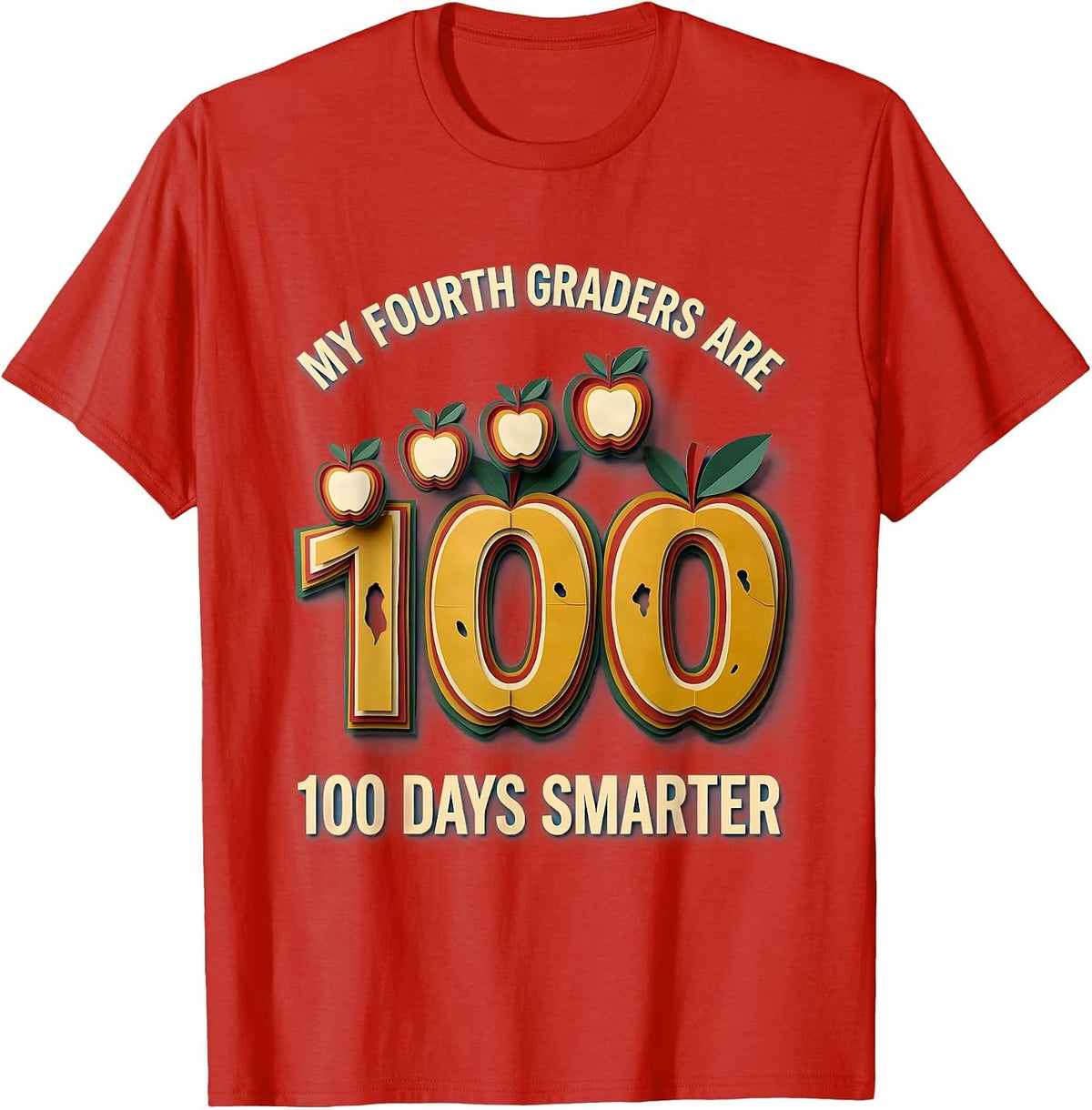 Men's My Fourth Graders Are 100 Days Smarter Retro Teacher 100th T-Shirt - Red