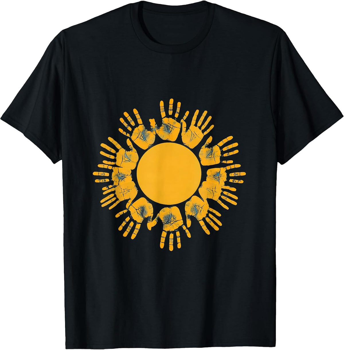 Men's 4th Grade Teacher Handprint Sun Illustration T-Shirt - Black