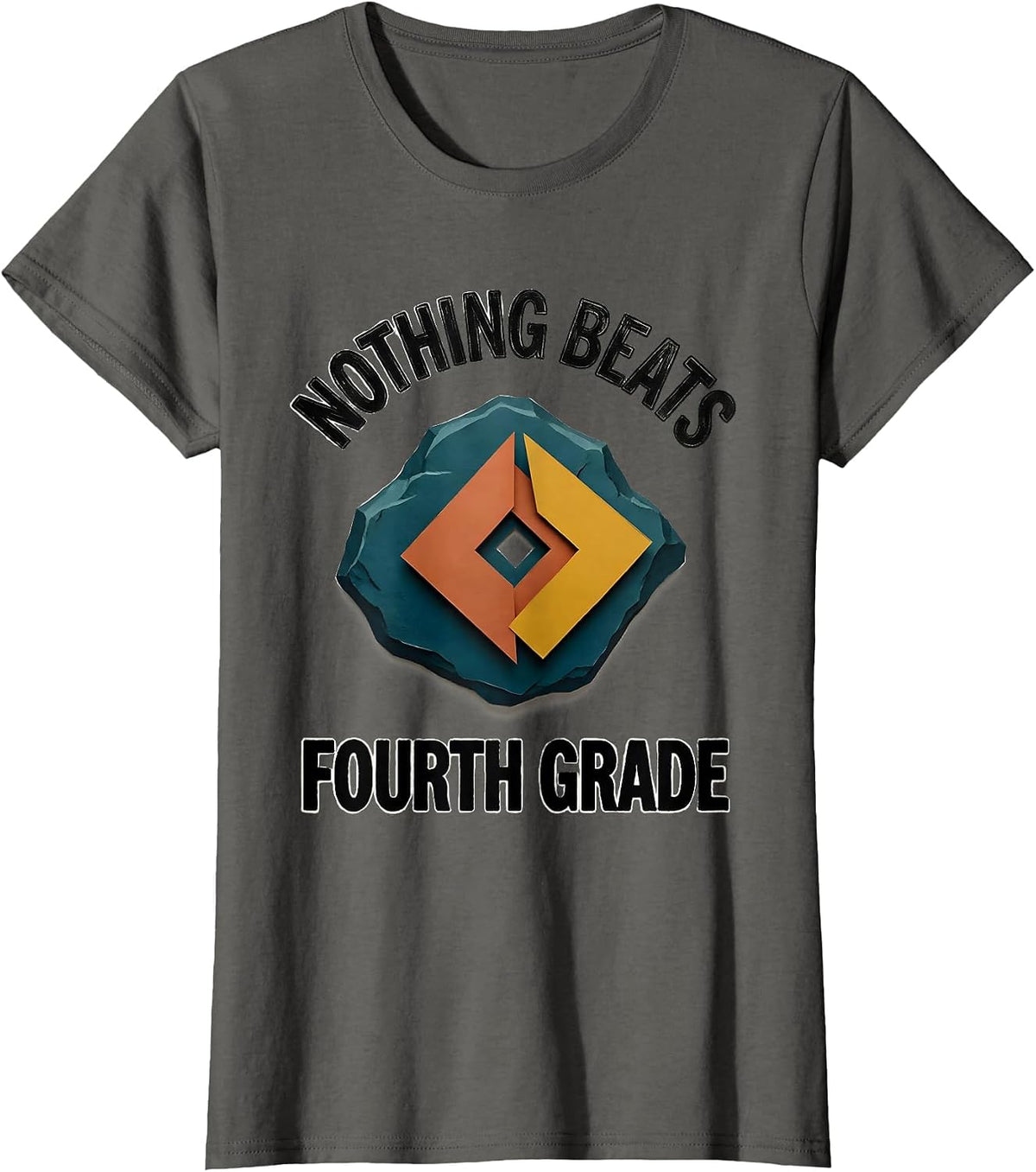 Women's Nothing Beats Fourth Grade Funny Fourth Grade Teacher Back T-Shirt - Asphalt Grey